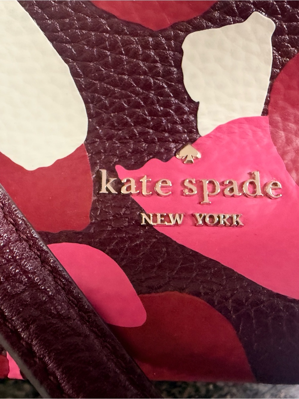 kate spade Floral Tote in Burgundy, Pink & White with Gold Logo